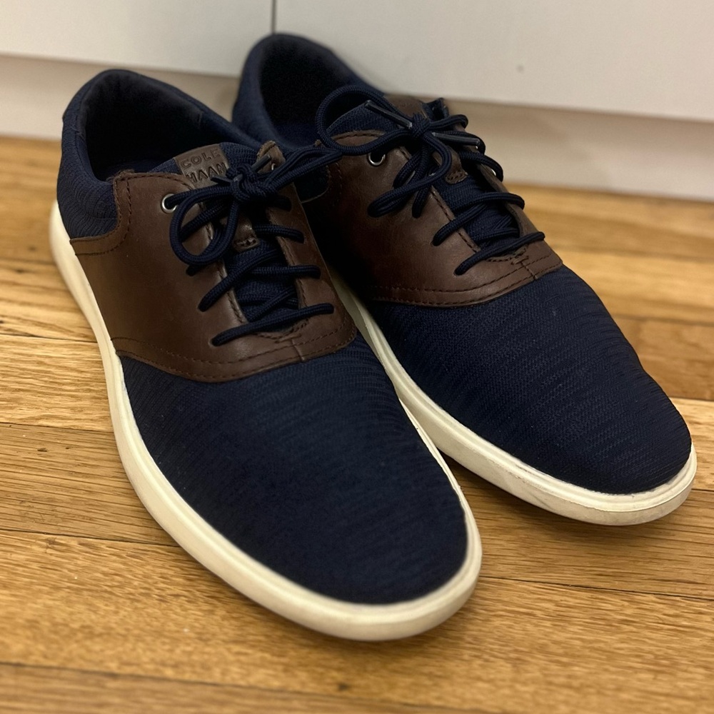 Cole Haan Grand Plus Essex Wedge Oxford Navy Blue White C30487 Mens Size 8.5